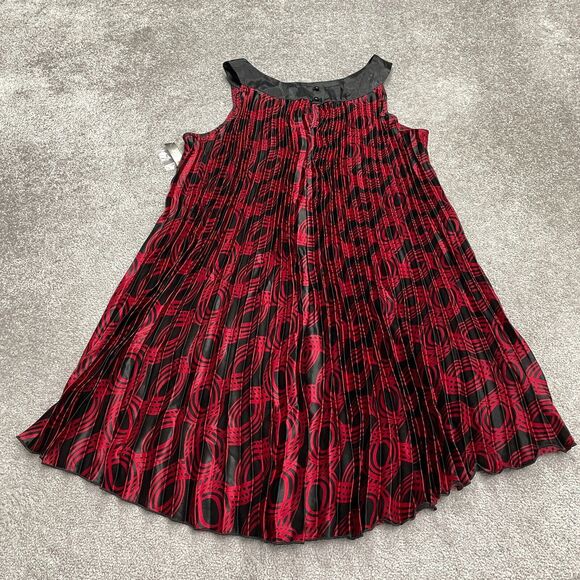 Voir Limited Collection Pleated Dress Womens 18 Red Black Geometric Halter NWT - Picture 2 of 12
